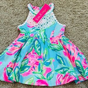 Lilly Pulitzer Kids Blue and Pink Floral Dress NWT